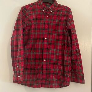 Youth L/14 red green and yellow button down